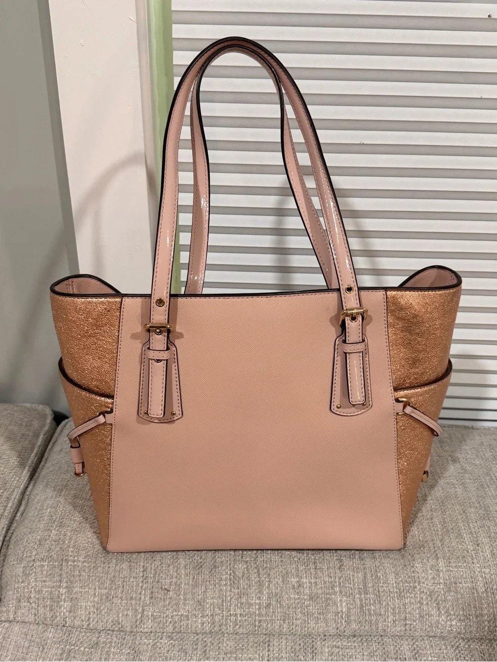 Michael Kors Blush Pink and Rose Gold Tote with Matching Wallet